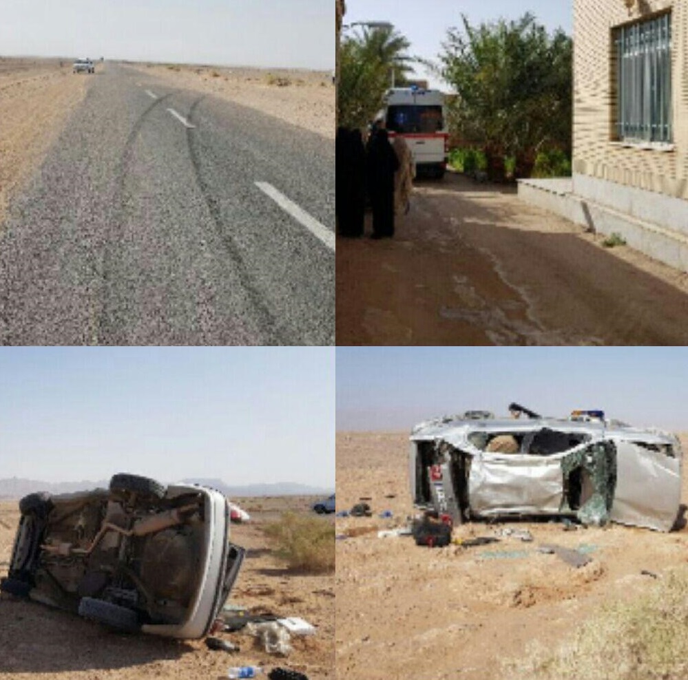 واژگونی سمند در خوروبیابانک جان یک نفر را گرفت