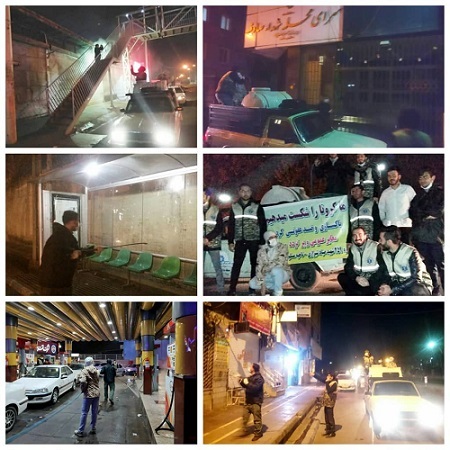 ضدعفونی معابر شهری، بیمارستان ها و کارگاه ها توسط بسیجیان ناحیه مسلم بن عقیل