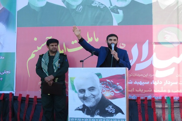 مراسم بزرگداشت اولین سالگرد شهادت سردار شهید حاج قاسم سلیمان در خنج با حضور سردار اهوازیان