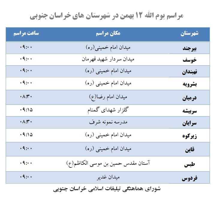 دعوت از عموم مردم استان در بزرگداشت مراسم یوم الله ۱۲ بهمن دعوت از عموم مردم استان در بزرگداشت مراسم یوم الله ۱۲ بهمن