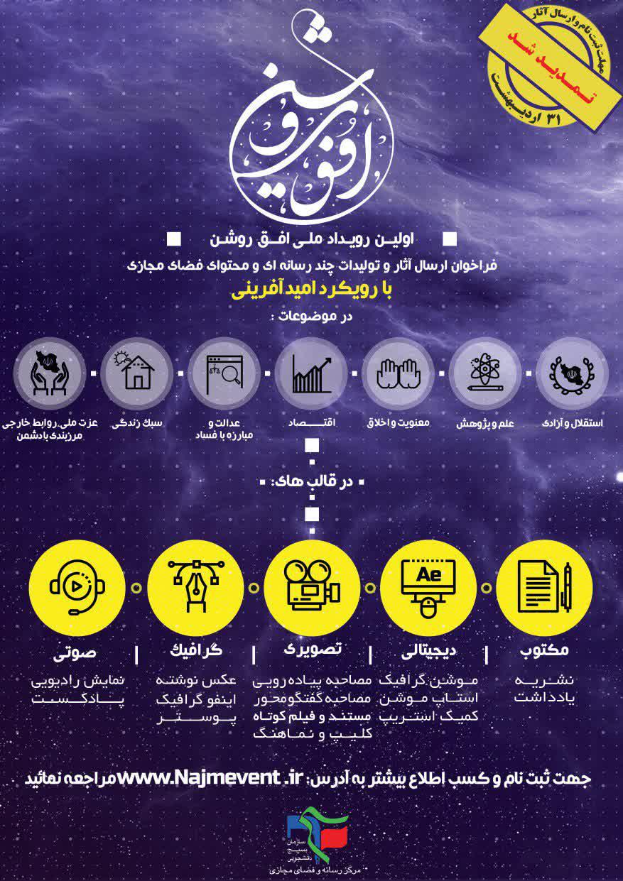 مهلت ثبت نام و ارسال آثار نخستین رویدادملی افق روشن تمدید شد