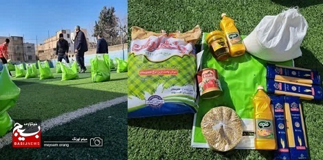 تهیه و توزیع بسته های معیشتی توسط بسیجیان ناحیه مقاومت بسیج کربلا