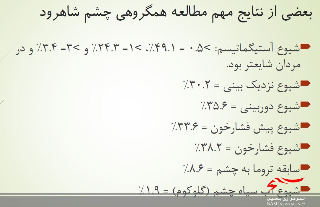 انتشار نتایج مطالعات کوهورت چشم شاهرود در جهان/توجه به انجام مطالعات پزشکی در جهت پیشگیری انتشار نتایج مطالعات کوهورت چشم شاهرود در جهان/توجه به انجام مطالعات پزشکی در جهت پیشگیری
