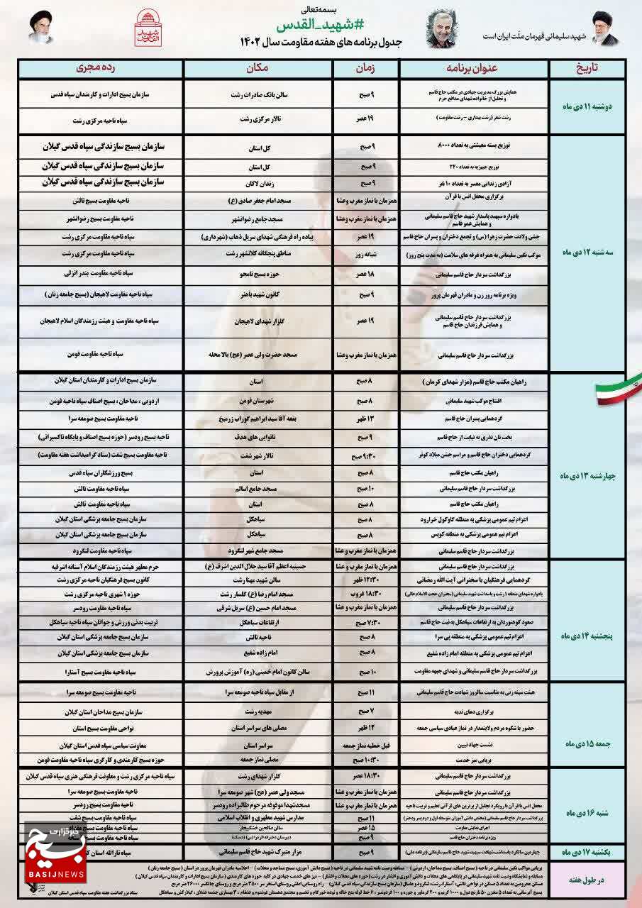 اجرای ۴۴ برنامه شاخص از سوی سپاه قدس گیلان در هفته مقاومت اجرای ۴۴ برنامه شاخص از سوی سپاه قدس گیلان در هفته مقاومت