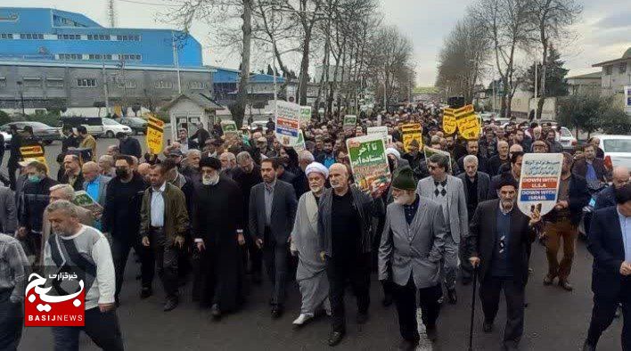 راهپیمایی مردم گیلان در پی محکومیت انفجار تروریستی کرمان