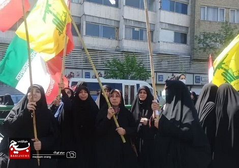 حضور پرشور و حماسی خواهران بسیجی حوزه ۲۴۴ معرفت در راهپیمایی روز قدس
