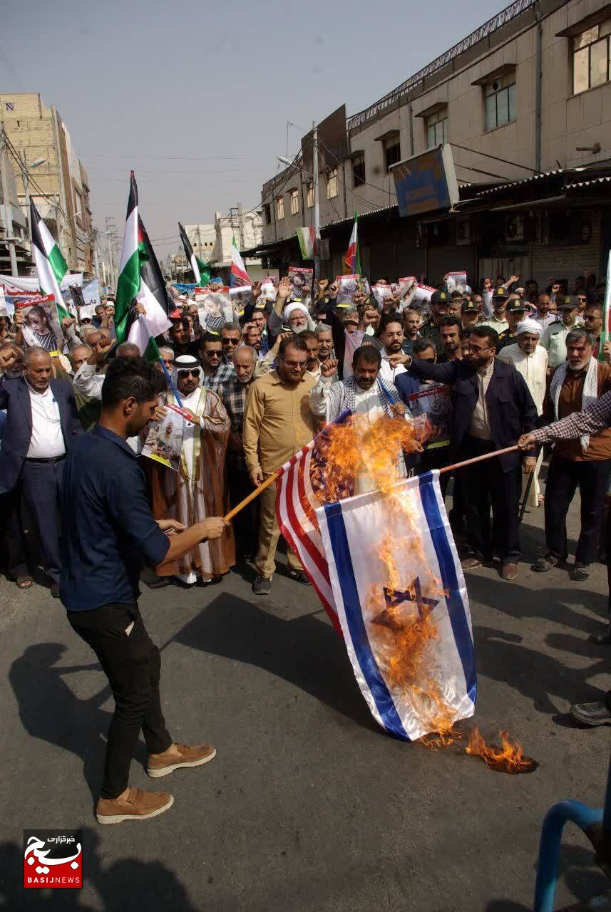 راهپیمایی مردم شهید پرور آبادان در حمایت از مظلومیت مردم فلسطین