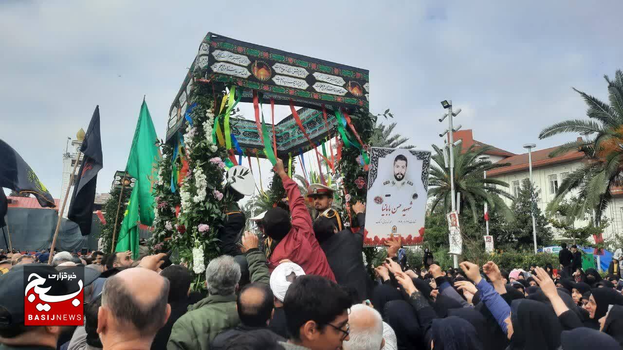 پیکر شهید مدافع امنیت و ۶ شهید گمنام در رشت تشییع شد پیکر شهید مدافع امنیت و ۶ شهید گمنام در رشت تشییع شد