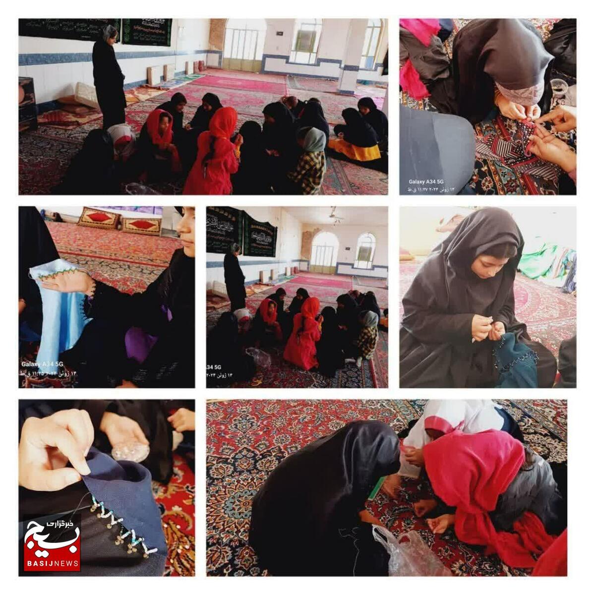 کارگاه آموزشی لبه دوزی روسری با منجق و پولک دوزی
