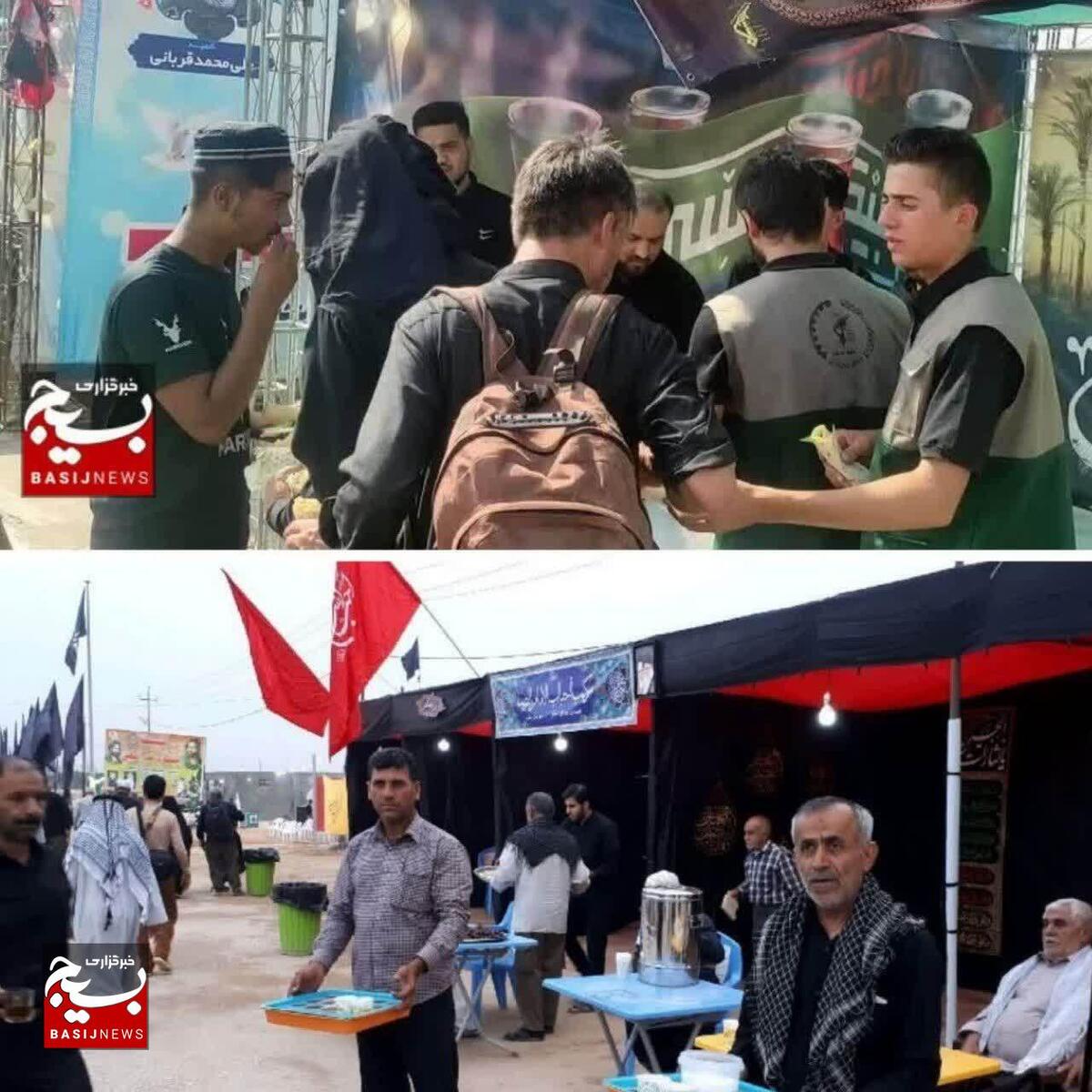 خدمت رسانی ۳۵ گروه جهادی بسیج سازندگی قزوین در مسیر پیاده روی اربعین به عزاداران حسینی 