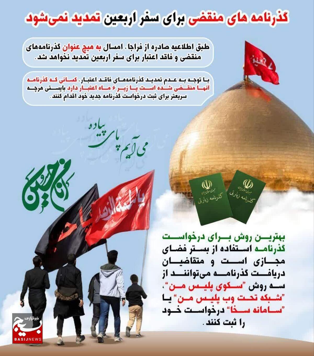 گذرنامه‌های منقضی برای سفر اربعین تمدید نمی‌شود