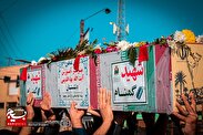 مراسم استقبال از شهید خوشنام هشت سال دفاع مقدس در برازجان برگزار شد