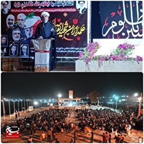 مراسم شب عاشورای حسینی در تپه شهدای گمنام شهرستان اندیکا برگزار شد