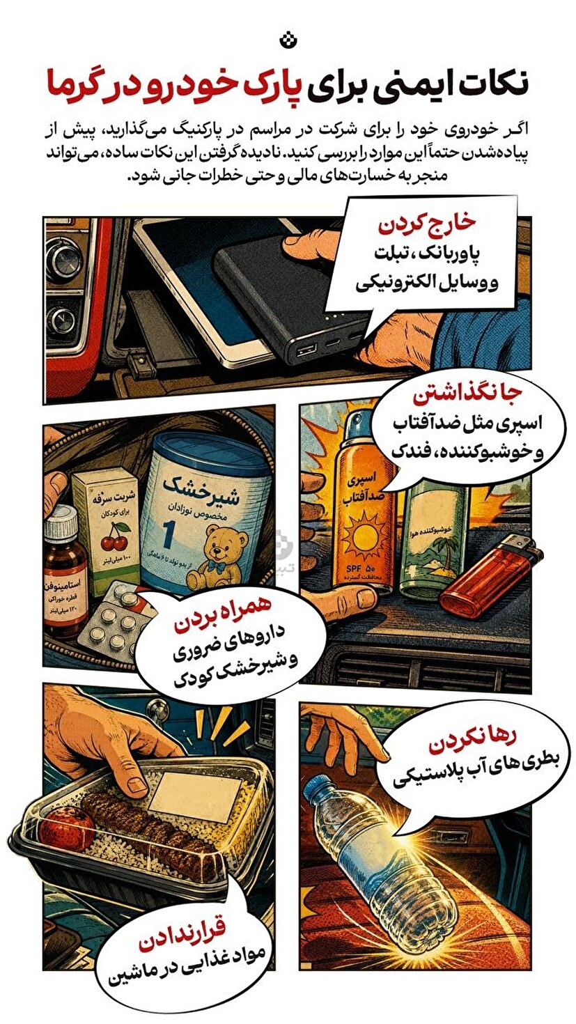 نکات ایمنی برای پارک خودرو در گرما