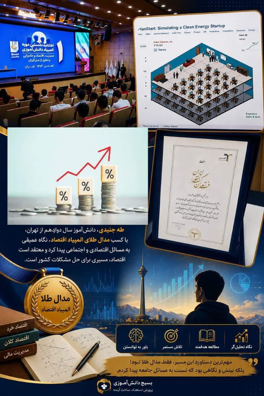 از کلاس درس تا طلای المپیاد اقتصاد؛ دانشآموز تهرانی که اقتصاد را مسیر حل مسائل کشور میداند از کلاس درس تا طلای المپیاد اقتصاد؛ دانشآموز تهرانی که اقتصاد را مسیر حل مسائل کشور میداند