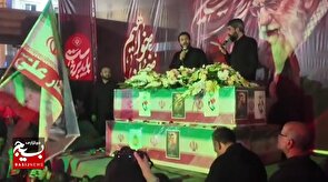 وداع باشکوه با سه مدافع وطن در میدان شهید سلیمانی شهر رفسنجان +فیلم