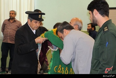 پرچم حرم حضرت علی ابن موسی الرضا در حسینیه سپاه استان البرز