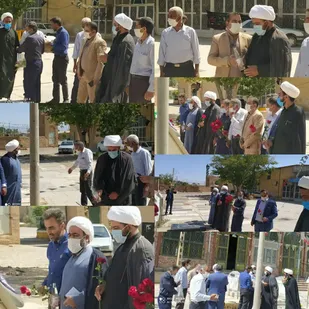 قبور شهدای یزدانشهر زرند عطر افشانی وغبار روبی گردید