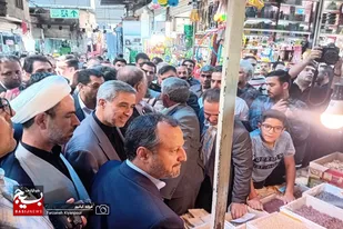 حضور وزیر امور اقتصادی و دارایی در جمع بازاریان همدانی