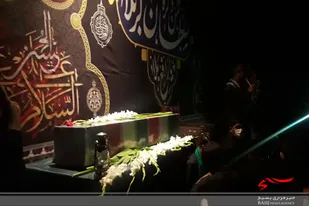 وداع با پیکر مطهر شهید &laquo;قنبری&raquo; در حسینیه ثارالله همدان