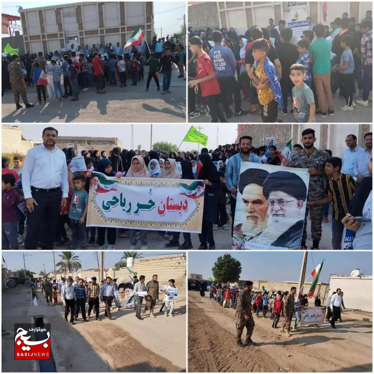 راهپیمایی خروشان و همگانی دانش‌آموزان مدارس بخش مرکزی هویزه