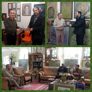 بازدید مسئول سازمان بسیج هنرمندان استان مرکزی از نمایشگاه خانگی و آموزشگاه استاد مختاری و استاد سرلک