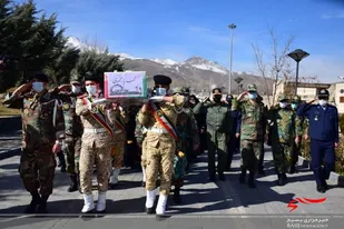 آیین وداع با پیکر مطهر شهید &laquo;محمدیار محمودی&raquo; در باغ موزه دفاع مقدس همدان برگزار شد