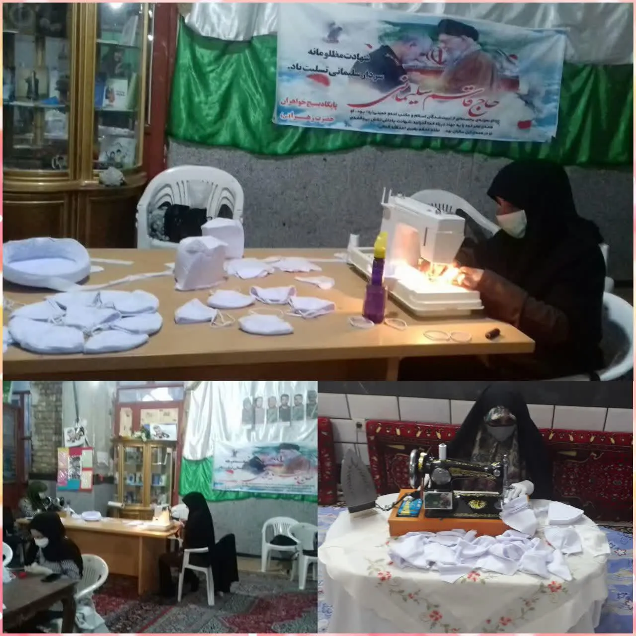 بسیج پای کار مبارزه با کرونا؛ خواهران بسیجی شهرستان نطنز اقدام به تولید ماسک کردند