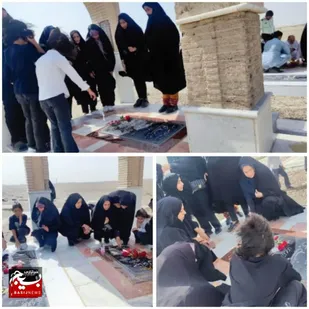 تجدید میثاق با شهدا در اولین روز از هفته دفاع توسط خواهران بسیجی هامون