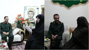 دیدار فرمانده سپاه قدس گیلان با خانواده شهیدان نقی زاده خواچکینی و اصغری در رشت