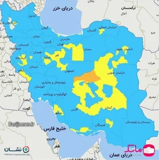 روی زرد سمنان و سرخه در جدول کرونا