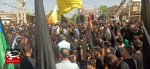 عزاداری پرشور مردم حمیدیه با دسته&zwnj;روی و زنجیرزنی در یوم العباس +تصاویر