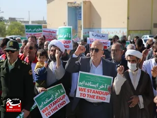 راهپیمایی نمازگزاران جمعه شهر اهرم درمحکومیت حادثه تروریستی کرمان
