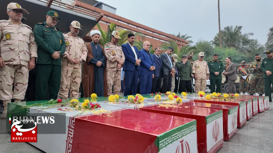 ورود پیکر مطهر هشت شهید گمنام دفاع مقدس به اهواز
