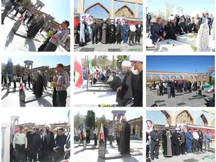 غبار روبی وعطر افشانی قبورمطهرشهداء با حضورمسئولین شهرستان زرندبرگزارگردید