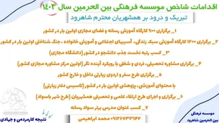 مؤسسه بین&zwnj;الحرمین شاهرود ۷ اقدام پیشگام در کشور اجرا کرد