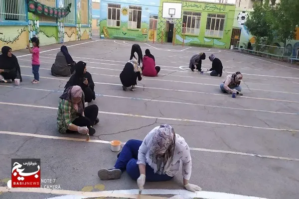 اردوی جهادی ۱۰ روزه‌ی رنگ آمیزی دبستان قائم مقام جهرم برگزار شد+عکس