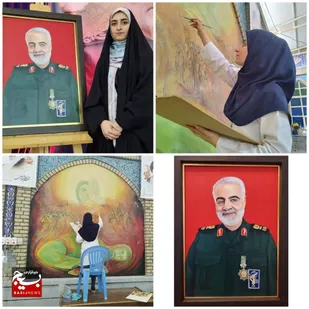 رونمایی از تمثال شهید سلیمانی اثر هنرمند اندیمشکی