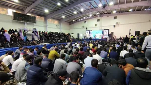 لحظاتی از اجتماع ۵ هزار نفری دانشجویان بسیجی در دانشگاه فردوسی مشهد