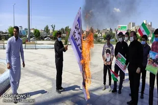 به آتش کشیدن پرچم رژیم صهیونیستی در زاهدان