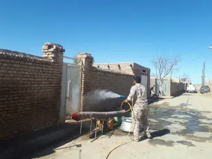 ضدعفونی روستای زمان آباد خارتوران بیارجمند+ تصاویر