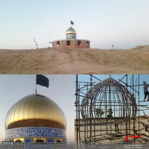 گنبد یادمان شهدای گمنام هفت تپه نصب شد + عکس