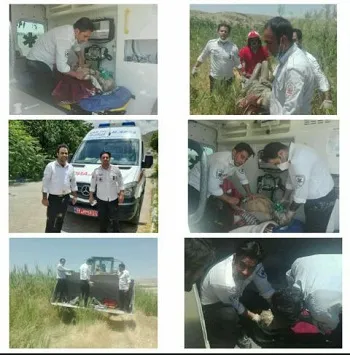 نجات مرد گرفتار در باتلاق توسط آتش نشانان شهرداری بیجار