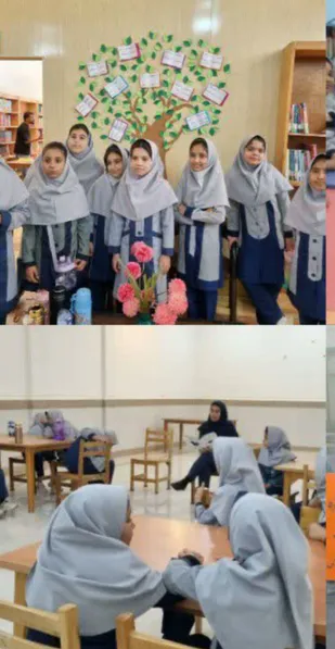 بازدید دانش آموزان دختر بسیجی از کتابخانه شهیدمدنی آغاجاری