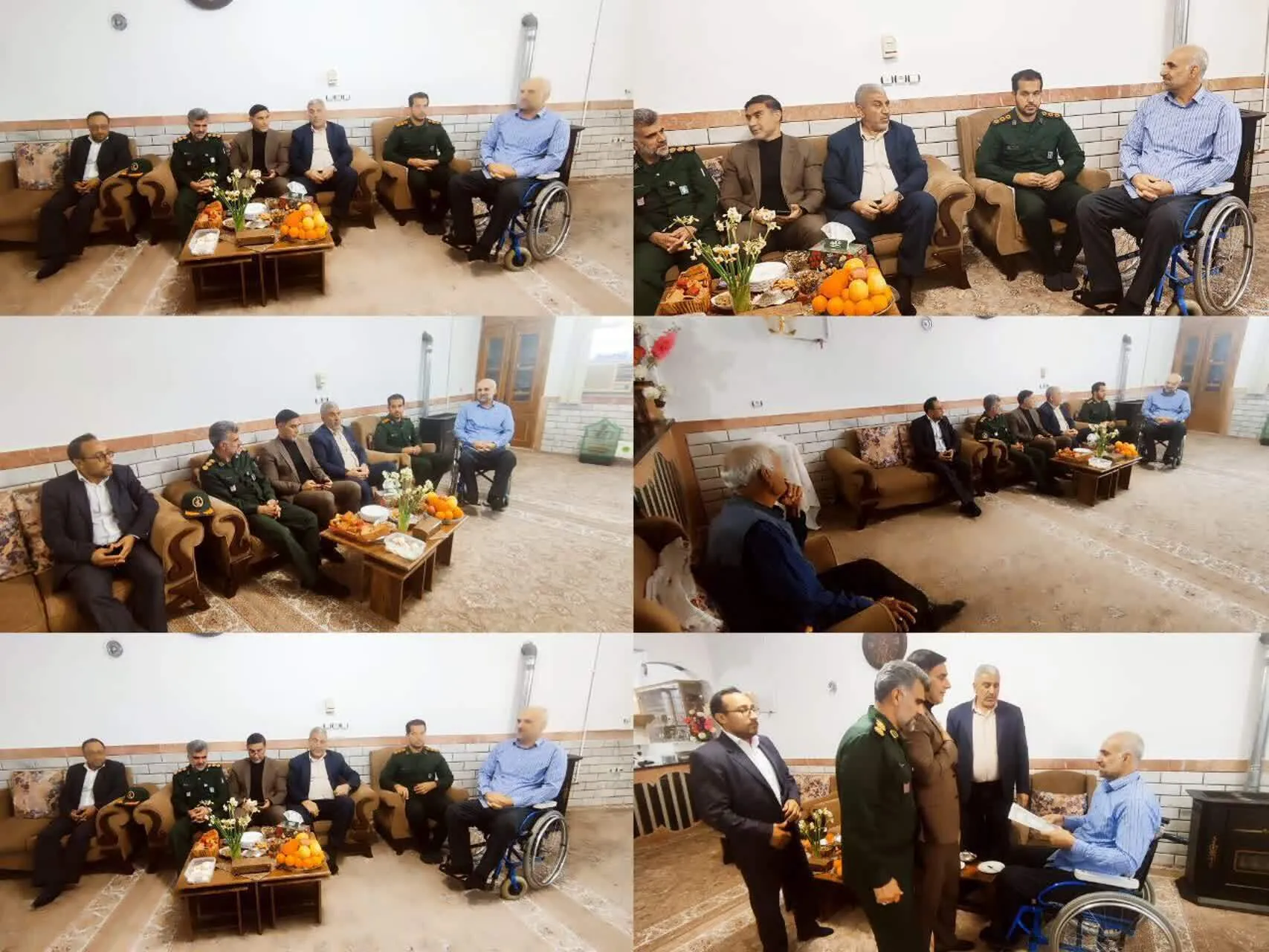 دیدار  فرمانده سپاه وجمعی از مسیولین دره شهربا جانباز قطع نخاعی اسفندیار ترکارانی در پلدختر  