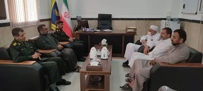 دیدار امام جمعه موقت اهل سنت بندرخمیر شیخ قتالی و هئیت همراه به مناسبت اعیاد شعبانیه با فرمانده  سپاه   بندرخمیر