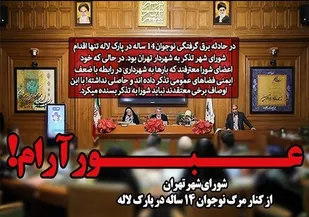 عبور آرام شورای&zwnj;شهر تهران از کنار مرگ نوجوان 14 ساله در پارک لاله/ تذکر؛ تنها اقدام مهم شورا در برابر اهمال&zwnj;کاری شهرداری!