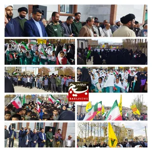 تجمع بزرگ دانش آموزان فیروزکوهی در حمایت از کودکان غزه و فلسطین