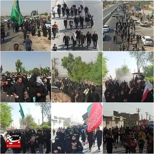 کاروان بزرگ مشایه مسیر خسرج شهرستان حمیدیه راهی کربلای معلی شد
