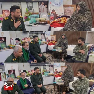 دیدار فرمانده و جانشین ناحیه حمیدیه با مادر شهیدان فرجوانی؛ روایت یک عرض ادب در مسیر شهدا